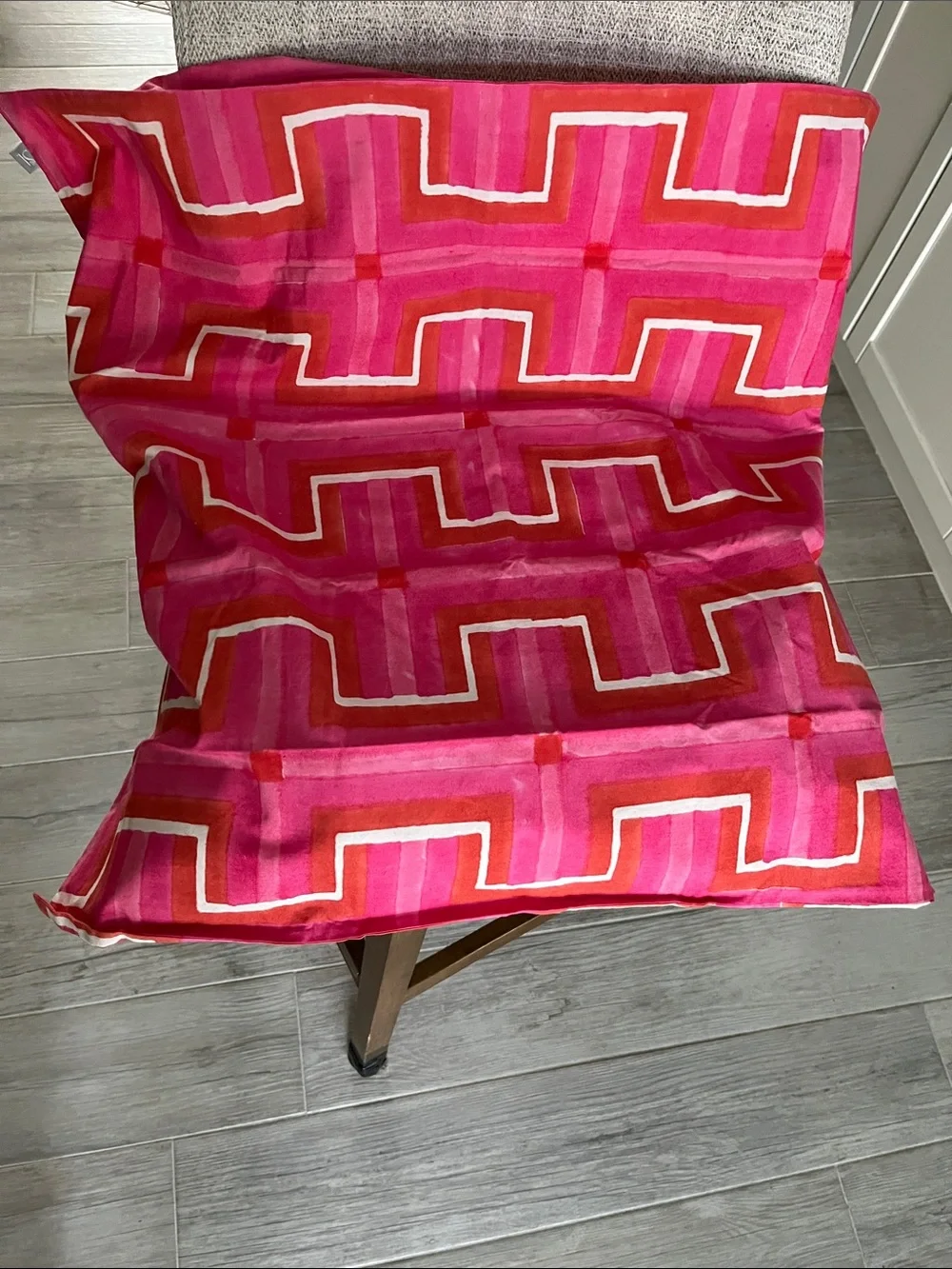 Serena & Lily Breakers Geo Greek key  Europillow sham fuchsia pink orange cotton